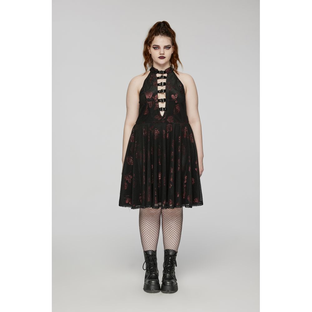 Punk Rave - Romantic Rose Mini jurk - Zwart/Rood